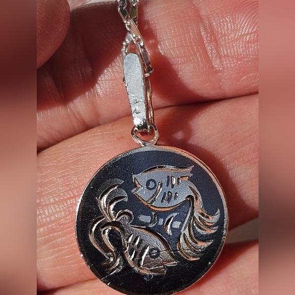 Vintage Sterling Pisces Necklace - Picture 1 of 5